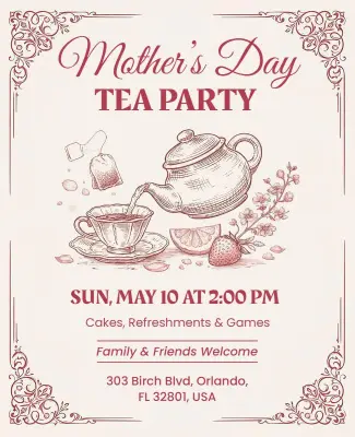 Mother's Day Tea Party Flyer Template