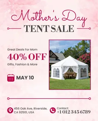 Mother's Day Tent Sale Discount Flyer Template