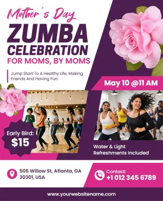 Mother's Day Zumba Celebration Event Flyer Template