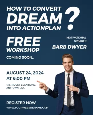 Motivational Blue Workshop on Action Planning Poster Template