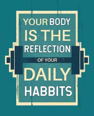 Motivational Fitness Quote with Dumbbell Design Poster Template
