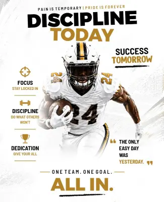 Motivational Football Discipline Poster Template