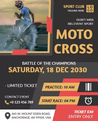 Dynamic Orange Moto Cross Championship Event Flyer Template