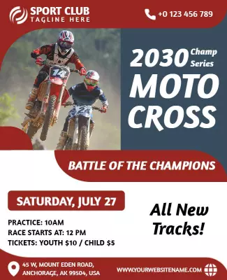 Exciting Red Motocross Championship Race Flyer Template
