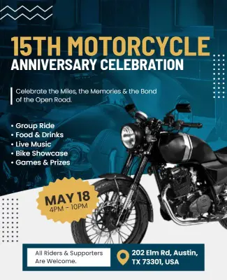 Motorcycle Anniversary Celebration Event Flyer Template