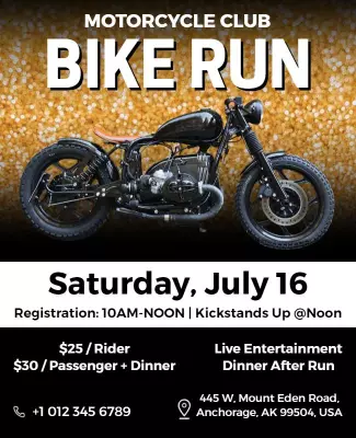 Motorcycle Club Bike Run Event Flyer Template