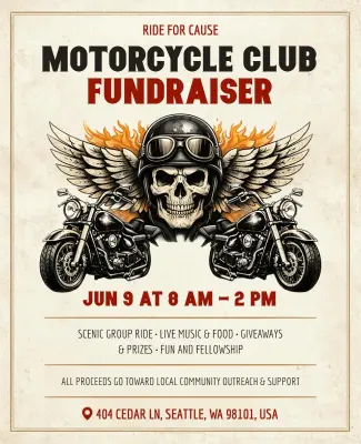 Motorcycle Club Charity Fundraising Event Flyer Template