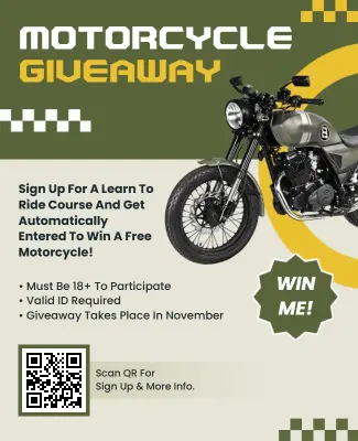 Motorcycle Giveaway with Bold Checkered Design Flyer Template