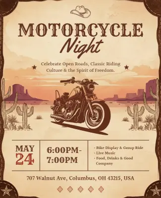 Motorcycle Night Event Celebration Flyer Template