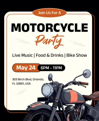 Motorcycle Party with Live Music Flyer Template