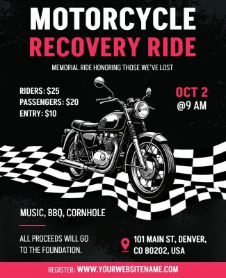 Motorcycle Recovery Ride Event Flyer Template