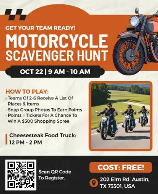Motorcycle Scavenger Hunt Event Flyer Template