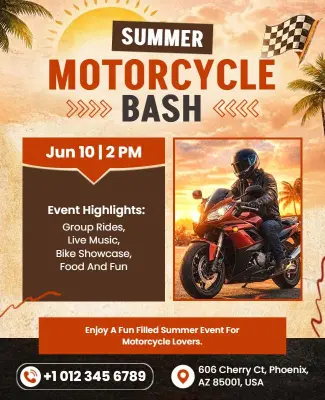 Motorcycle Summer Bash Event Flyer Template