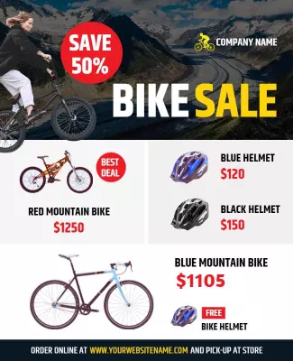 Mountain Bike and Helmet Sale Flyer Template