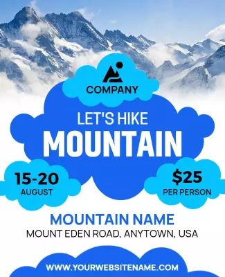 Playful Blue Mountain Hiking Adventure Flyer Template