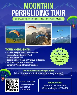 Mountain Paragliding Tour Adventure Promotion Flyer Template