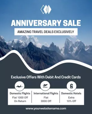Mountain Scenic Anniversary Sale Travel Deals Poster Template