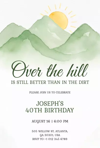 Mountain Themed 40th Birthday Celebration Invitation Template