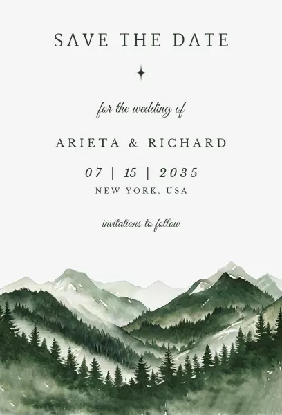 Mountain Vista Nature Inspired Wedding Save The Date Invitation Template
