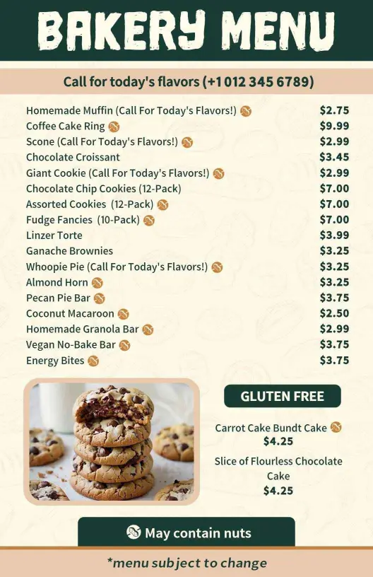 Mouthwatering Cookies, Cakes, and Pastries Bakery Menu Template