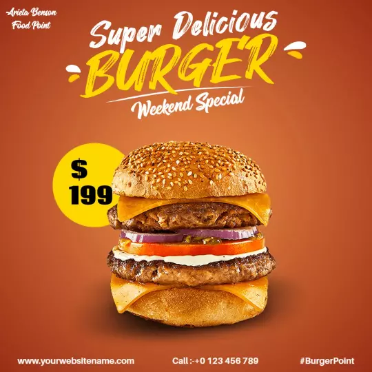 Mouthwatering Weekend Special Burger Offer Ad Template