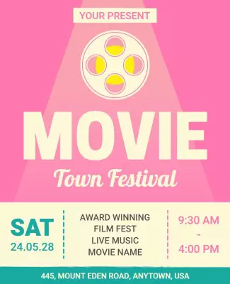 Movie Town Festival Event Flyer Template
