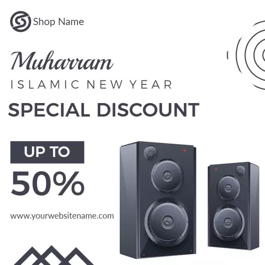 Muharram Islamic New Year Sale with Speakers Discount Ad Template