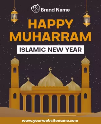Cultural Gold Muharram Islamic New Year Celebration Flyer Template