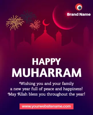 Festive Purple Muharram Celebration Greeting Flyer Template