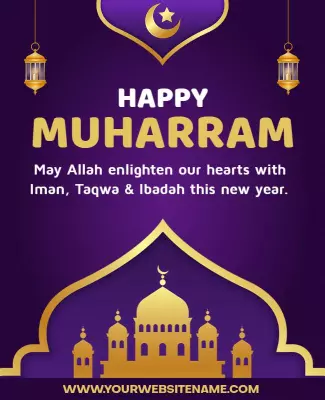 Purple Elegant Islamic New Year Celebration Flyer Template