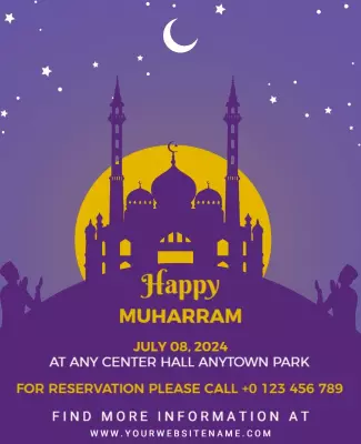 Elegant Purple Muharram Celebration Event Flyer Template