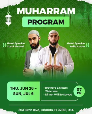 Muharram Program Event Featuring Guest Speakers Poster Template