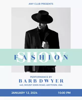 Chic Black and White Fashion Show Event Flyer Template