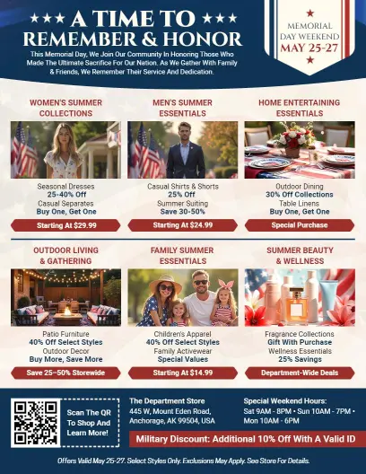 Multi-Department Summer Collections Memorial Day Flyer Template