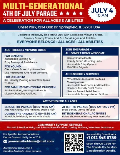 Multi-Generational 4th of July Parade Event Flyer Template