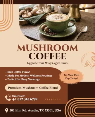 Mushroom Coffee Promotion Flyer Template