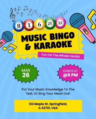 Music Bingo Karaoke Night Flyer Template