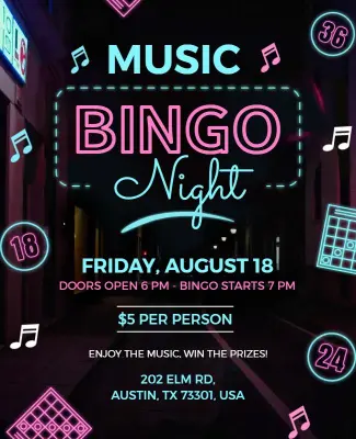 Music Bingo Night Event Flyer Template