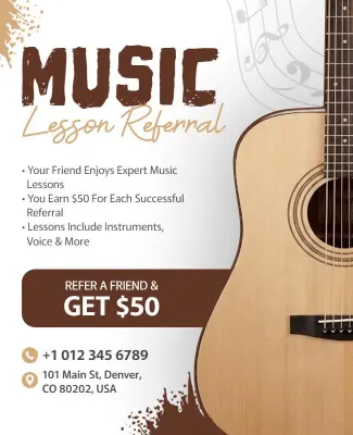 Music Lesson Referral Program Poster Template