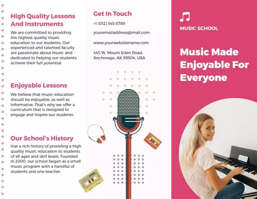 Music School Educational Programs and Enjoyable Lessons Brochure Template