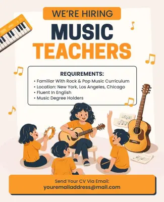 Music Teachers Hiring Advertisement Poster Template
