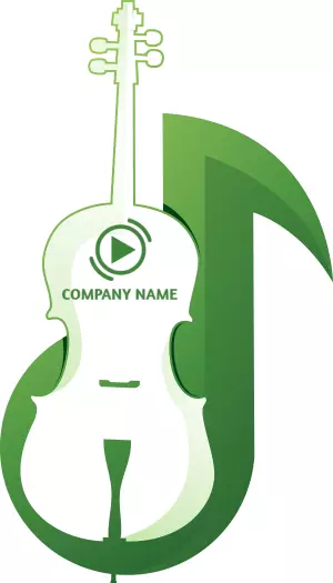 Musical Green Violin Logo for Music Learning Business Card Template