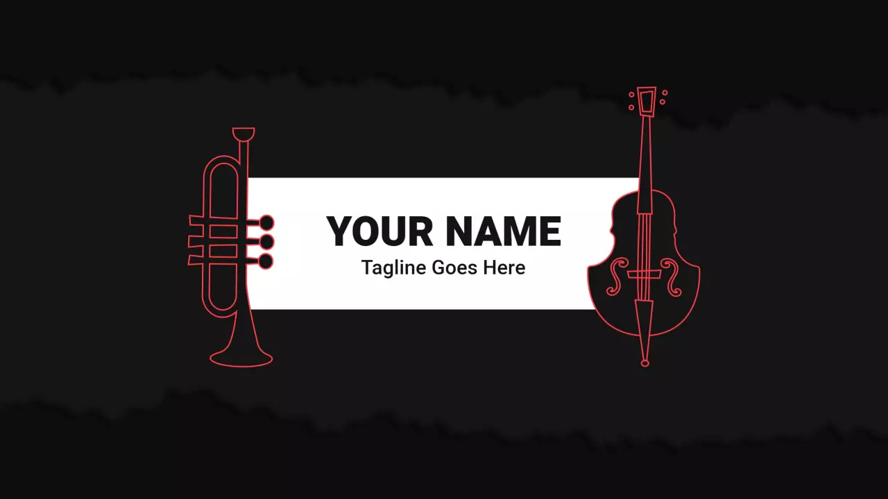 Musical Instruments on Black Background YouTube Banner Template
