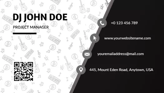 Musical Notes and Instruments Theme DJ Business Card Template