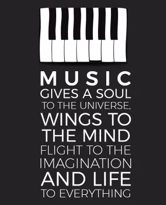 Musical Piano Inspired Black Background Quote Poster Template