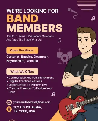 Musician Recruitment Band Members Flyer Template