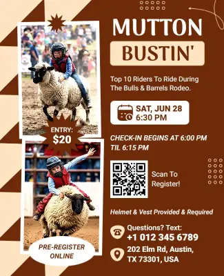 Mutton Busting Rodeo Event Flyer Template