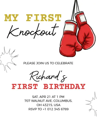 My First Knockout Birthday Celebration Poster Template
