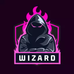Mysterious Dark Wizard Surrounded by Vibrant Flames Logo Template