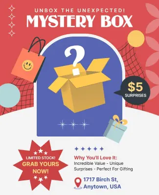 Mystery Box Surprise Shopping Flyer Template
